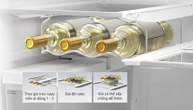 Tủ lạnh Multi Door Panasonic Inverter 650 lít NR-WY720ZMMV có khai đựng chai lọ