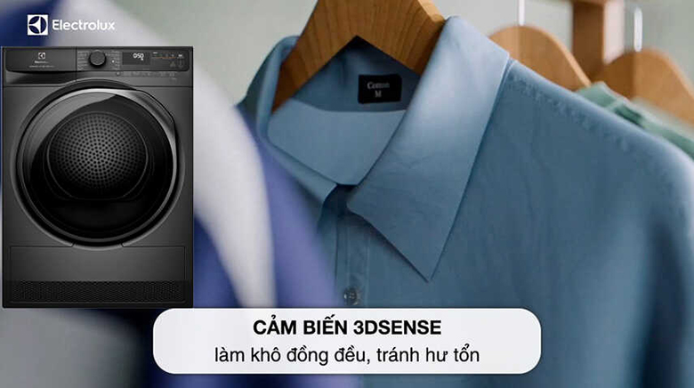 Máy sấy bơm nhiệt Electrolux 9 kg EDH903R7SC - Sấy khô hiệu quả nhờ công nghệ sấy 3DSense