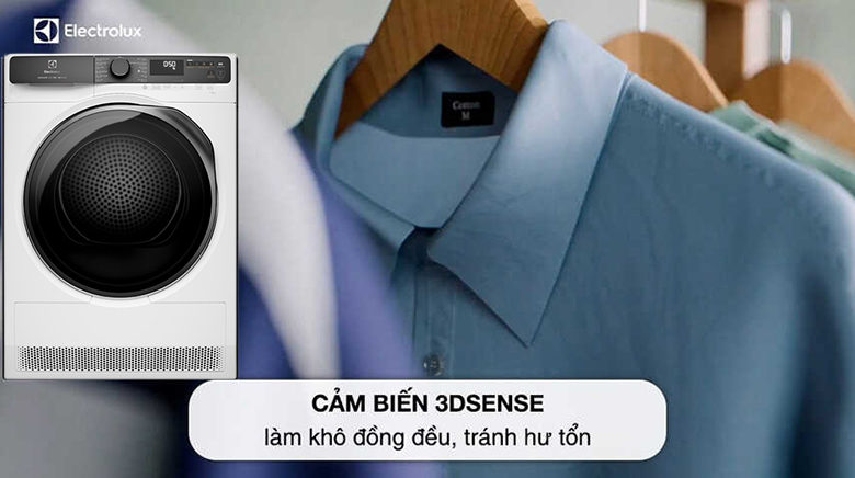 Máy sấy bơm nhiệt Electrolux 9 kg EDH903R7WC - Sấy khô hiệu quả nhờ công nghệ sấy 3DSense