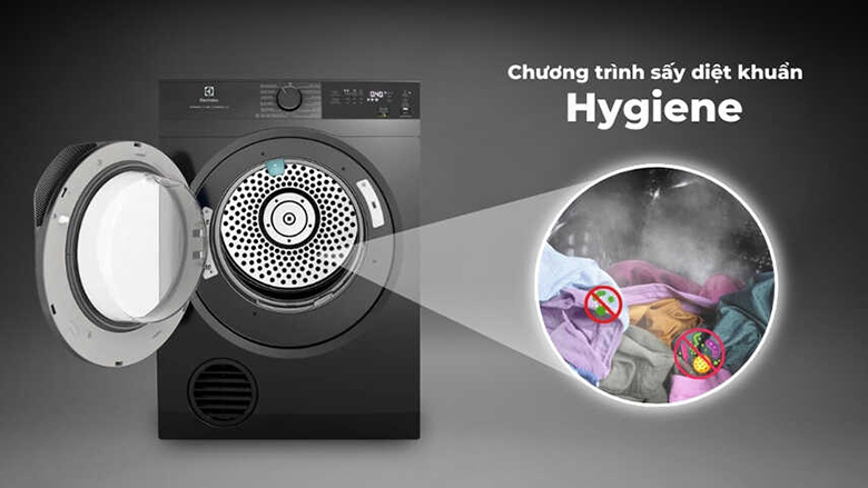 Máy sấy thông hơi Electrolux 9 kg EDS904N3SC - Sấy khô hiệu quả và diệt khuẩn chuyên sâu