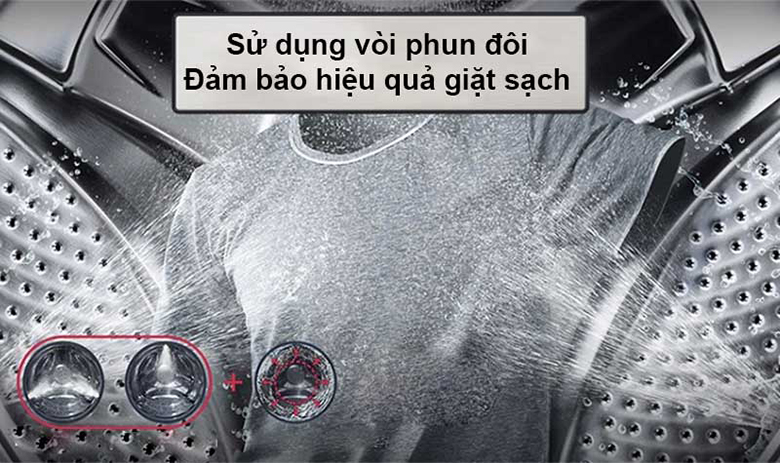 Sử dụng hai vòi xả nước mạnh mẽ