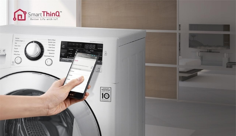 Máy giặt LG kết nối điện thoại thông minh qua ứng dụng LG ThinQ