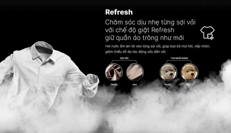 Công nghệ giặt hơi nước Refresh máy giặt Aqua