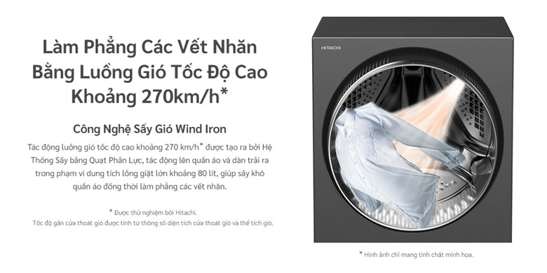 Máy giặt Hitachi với công nghệ sấy Wind Iron