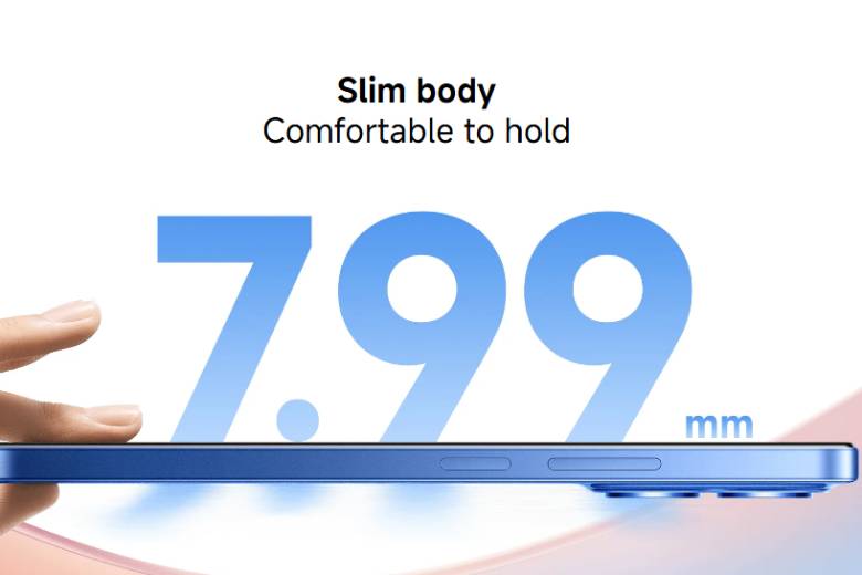 Điện thoại Xiaomi Redmi 15C 4GB/128GB Đen - Thiết kế mỏng nhẹ 7.99mm