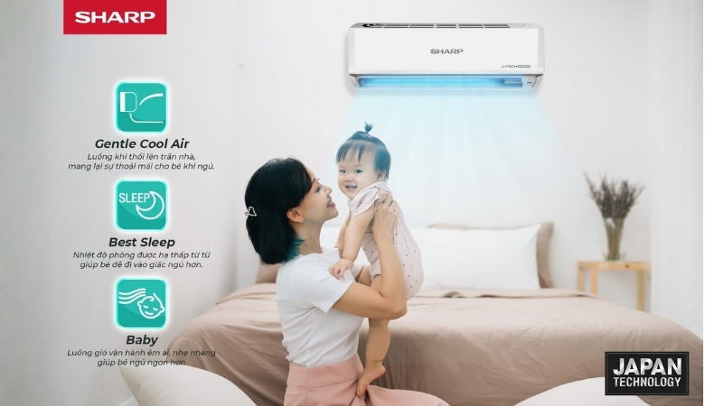 Điều hoà Sharp nhiều chế độ chăm sóc sức khoẻ đặc biệt