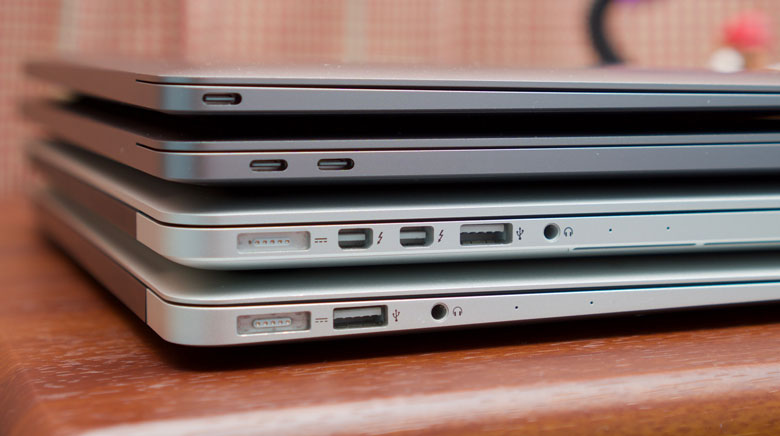 Laptop với các cổng kết nối Thunderbolt hoặc USB-C tốc độ cao tiện dụng