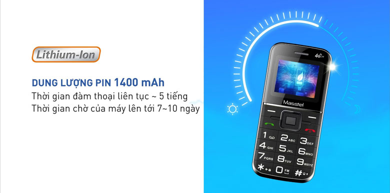 Điện thoại Masstel bàn phím với dung lượng pin lớn