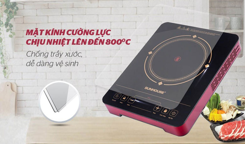 Bếp hồng ngoại với mặt kính cường lực bền và chịu nhiệt