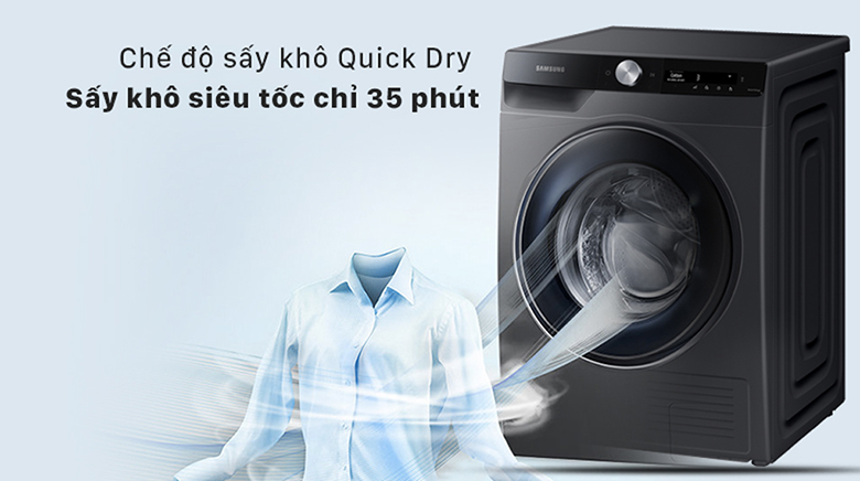 Chế độ Quick Dry-Máy sấy bơm nhiệt Samsung Inverter 9Kg DV90T7240BB/SV